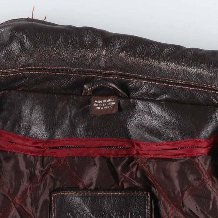 St. John's Bay Padded Swing-Top Leather Blouson, Men's XL genuine leather brown type Vintage Second Hand