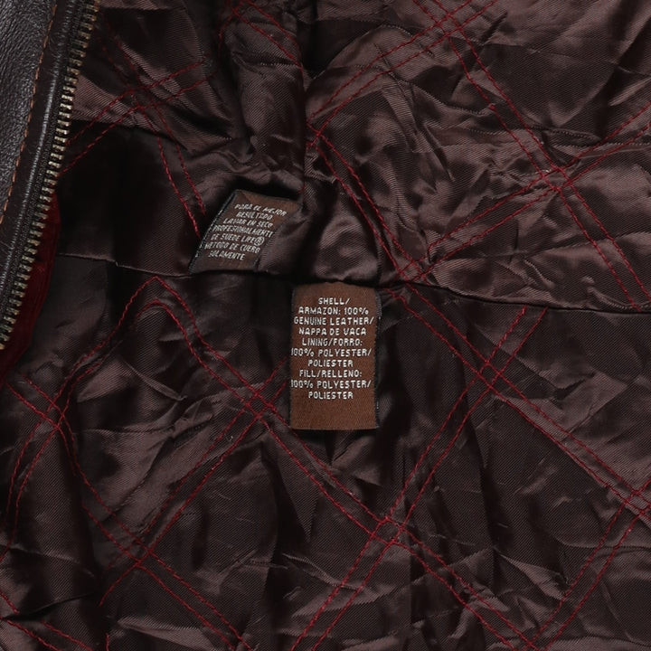 St. John's Bay Padded Swing-Top Leather Blouson, Men's XL genuine leather brown type Vintage Second Hand