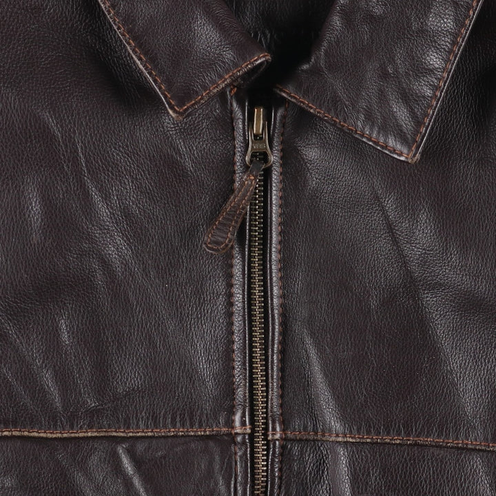 St. John's Bay Padded Swing-Top Leather Blouson, Men's XL genuine leather brown type Vintage Second Hand