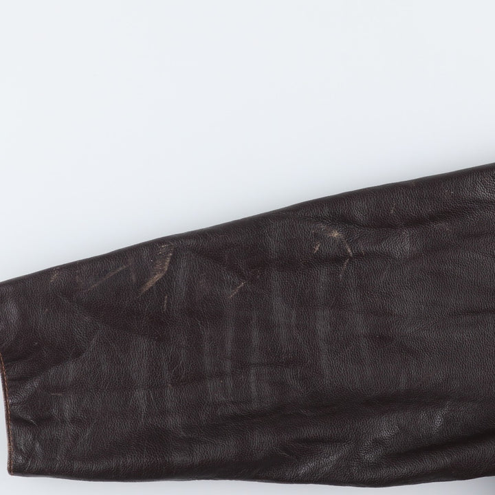 St. John's Bay Padded Swing-Top Leather Blouson, Men's XL genuine leather brown type Vintage Second Hand