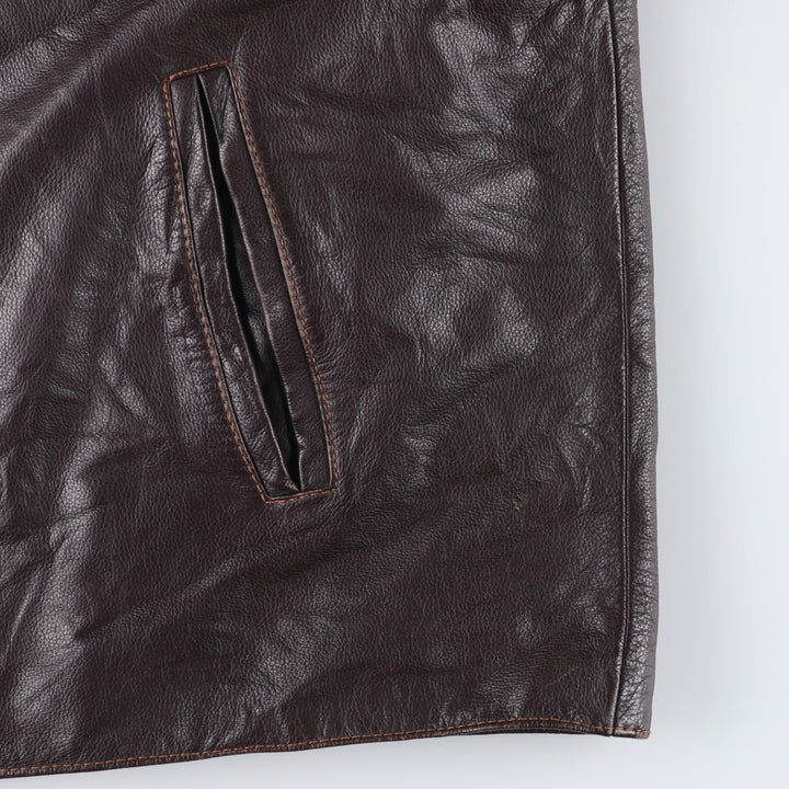 St. John's Bay Padded Swing-Top Leather Blouson, Men's XL genuine leather brown type Vintage Second Hand