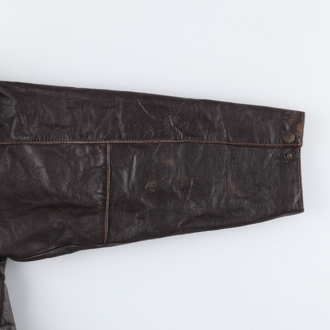 St. John's Bay Padded Swing-Top Leather Blouson, Men's XL genuine leather brown type Vintage Second Hand