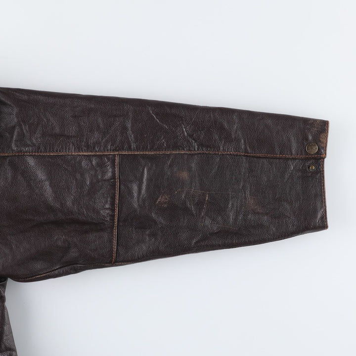 St. John's Bay Padded Swing-Top Leather Blouson, Men's XL genuine leather brown type Vintage Second Hand