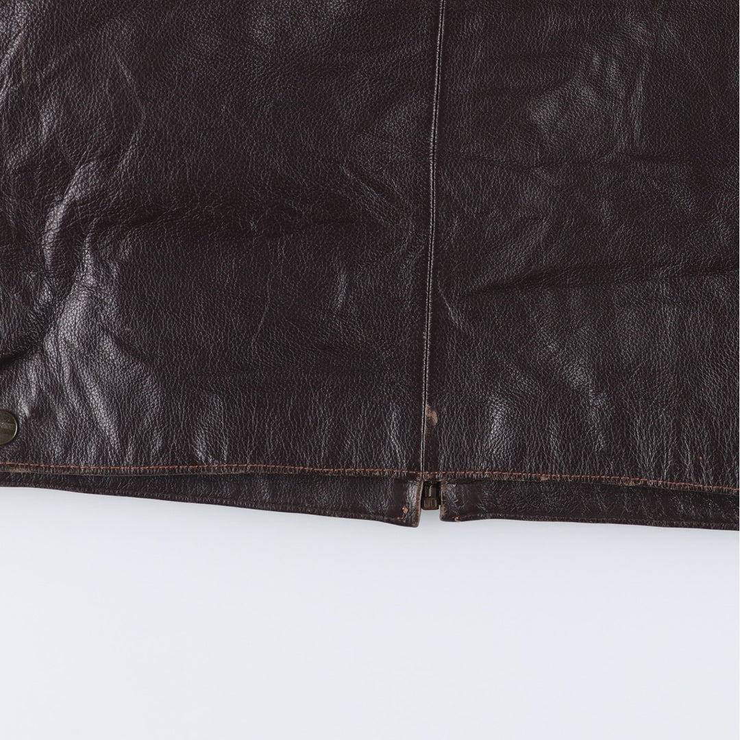 St. John's Bay Padded Swing-Top Leather Blouson, Men's XL genuine leather brown type Vintage Second Hand