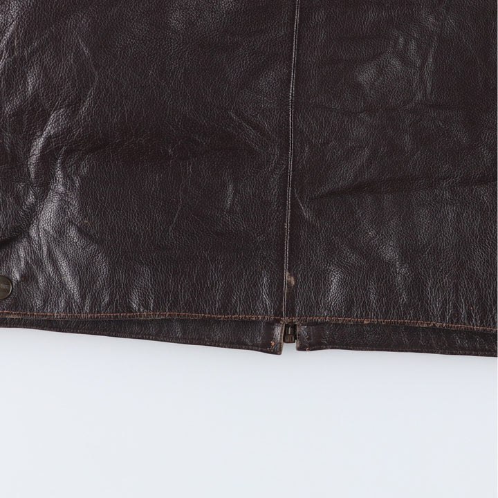 St. John's Bay Padded Swing-Top Leather Blouson, Men's XL genuine leather brown type Vintage Second Hand