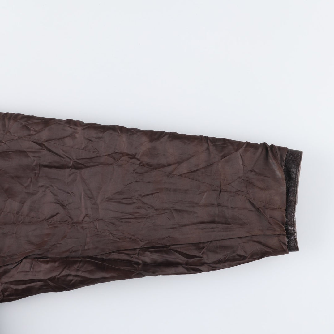 St. John's Bay Padded Swing-Top Leather Blouson, Men's XL genuine leather brown type Vintage Second Hand