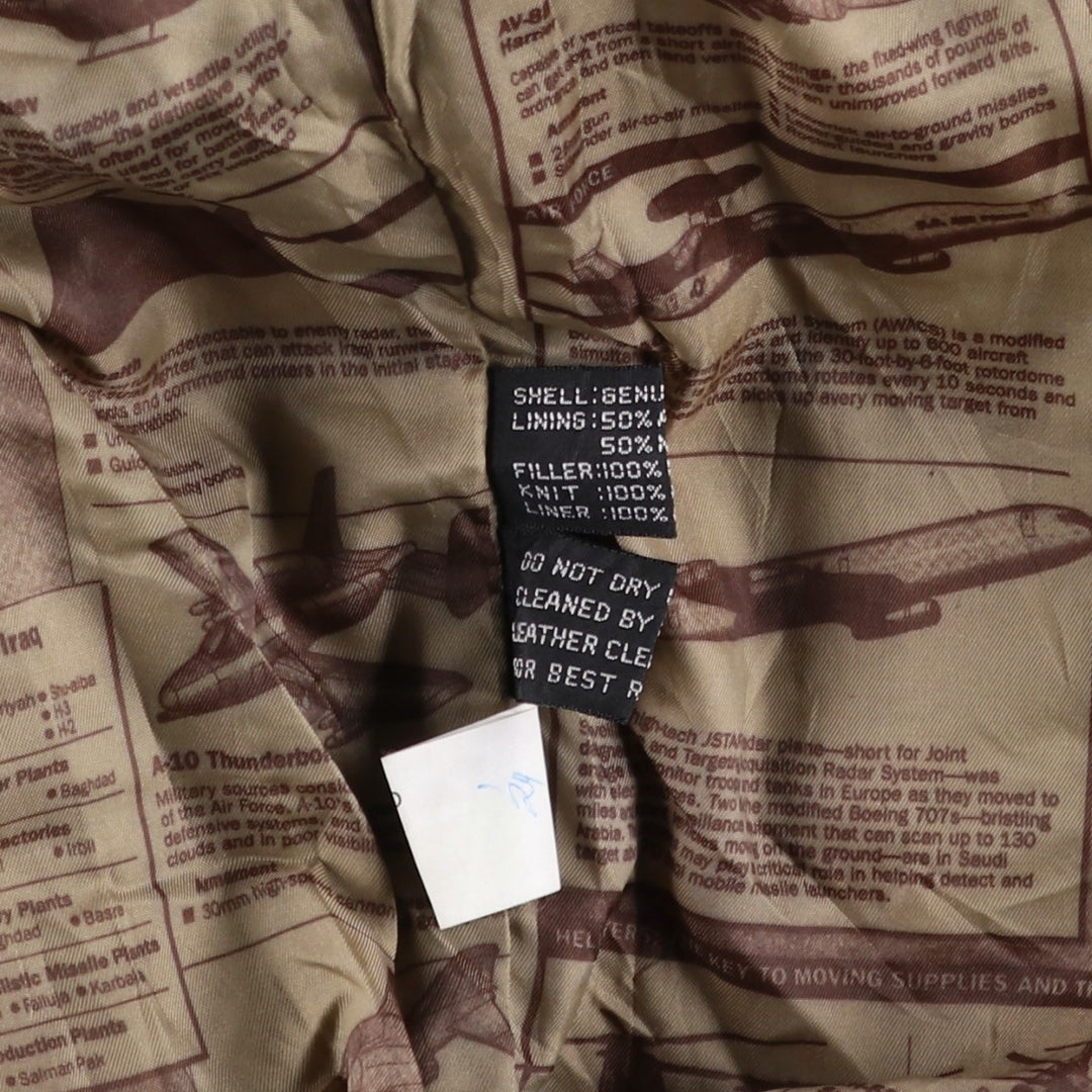 A-2 type padded leather flight jacket, men's size XL genuine leather brown type Vintage Second Hand