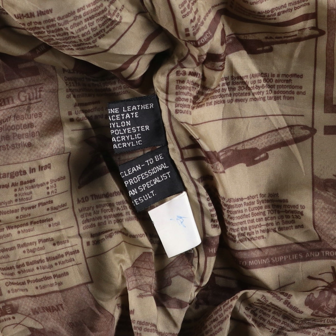 A-2 type padded leather flight jacket, men's size XL genuine leather brown type Vintage Second Hand