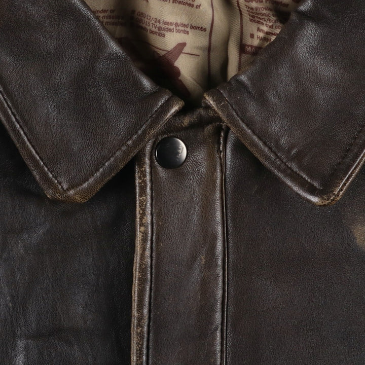 A-2 type padded leather flight jacket, men's size XL genuine leather brown type Vintage Second Hand