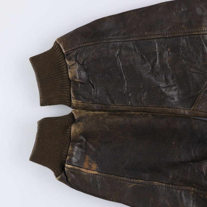 A-2 type padded leather flight jacket, men's size XL genuine leather brown type Vintage Second Hand