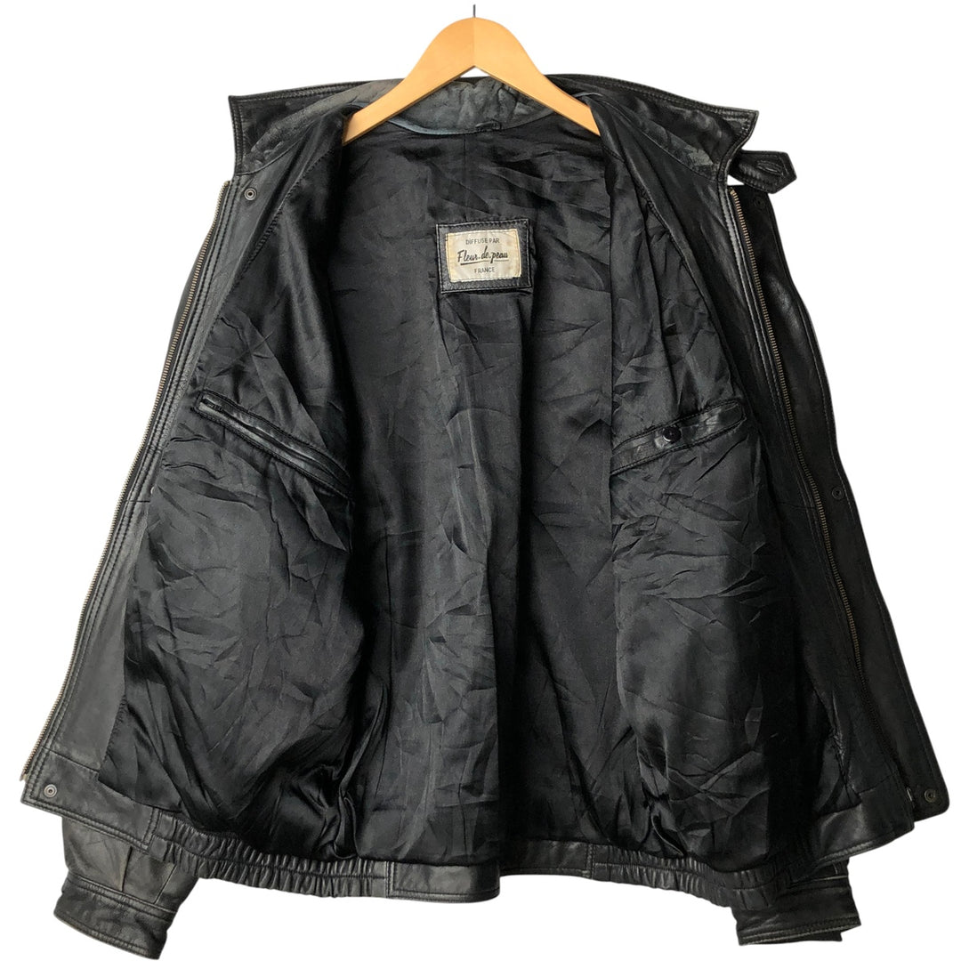 Fleur.de.peau Men's Vintage Padded Leather Jacket, Size L genuine leather black type Vintage Second Hand