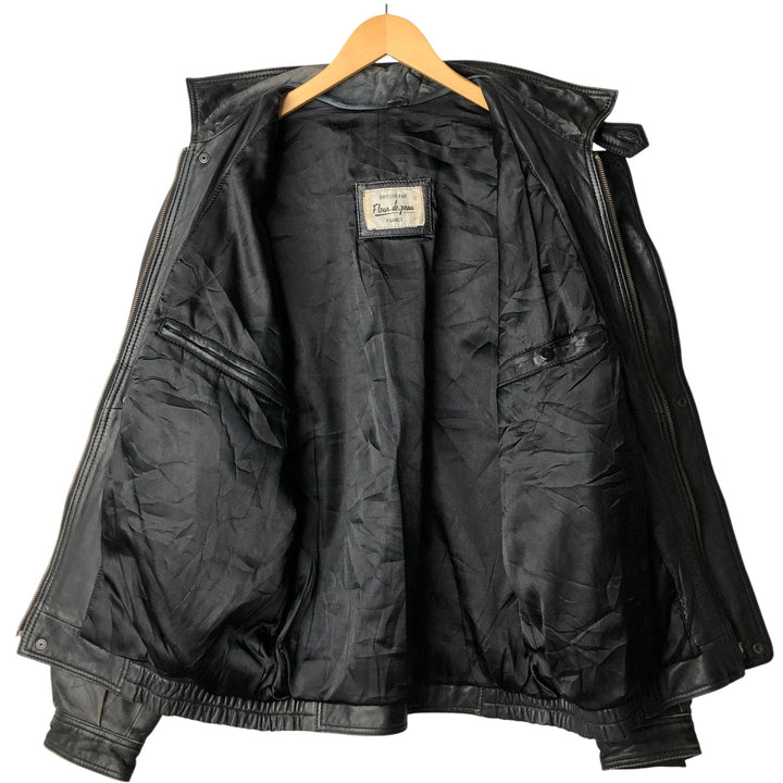 Fleur.de.peau Men's Vintage Padded Leather Jacket, Size L genuine leather black type Vintage Second Hand