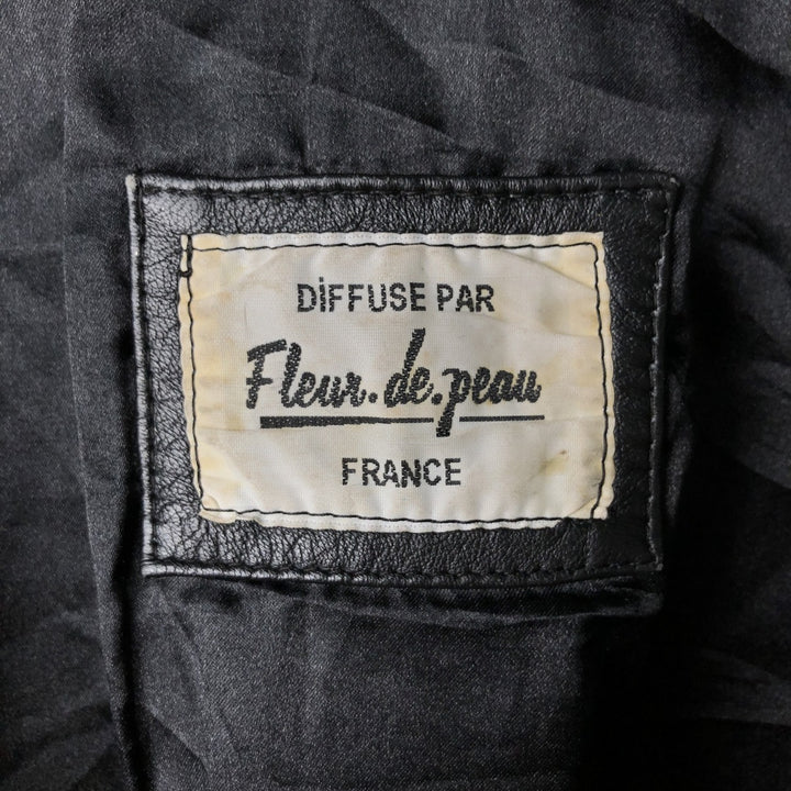 Fleur.de.peau Men's Vintage Padded Leather Jacket, Size L genuine leather black type Vintage Second Hand