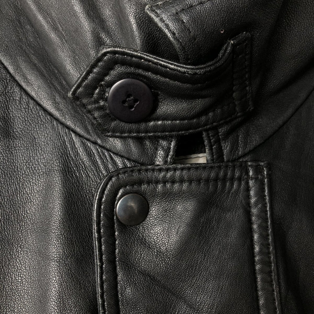 Fleur.de.peau Men's Vintage Padded Leather Jacket, Size L genuine leather black type Vintage Second Hand