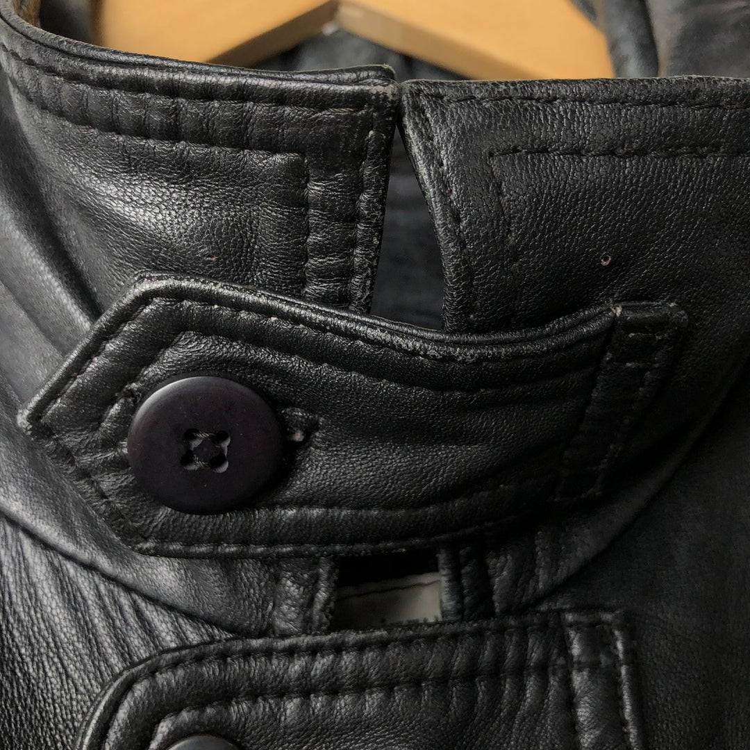 Fleur.de.peau Men's Vintage Padded Leather Jacket, Size L genuine leather black type Vintage Second Hand