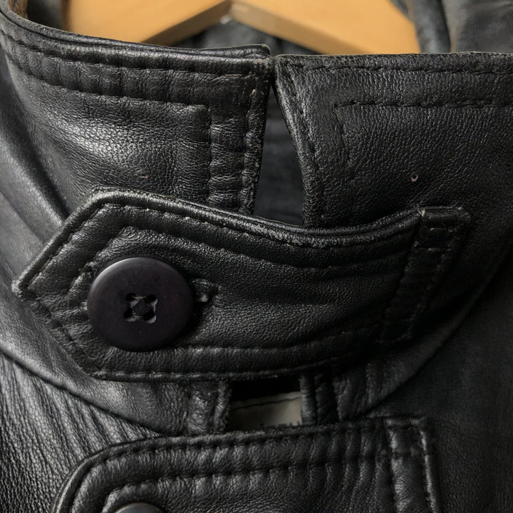 Fleur.de.peau Men's Vintage Padded Leather Jacket, Size L genuine leather black type Vintage Second Hand