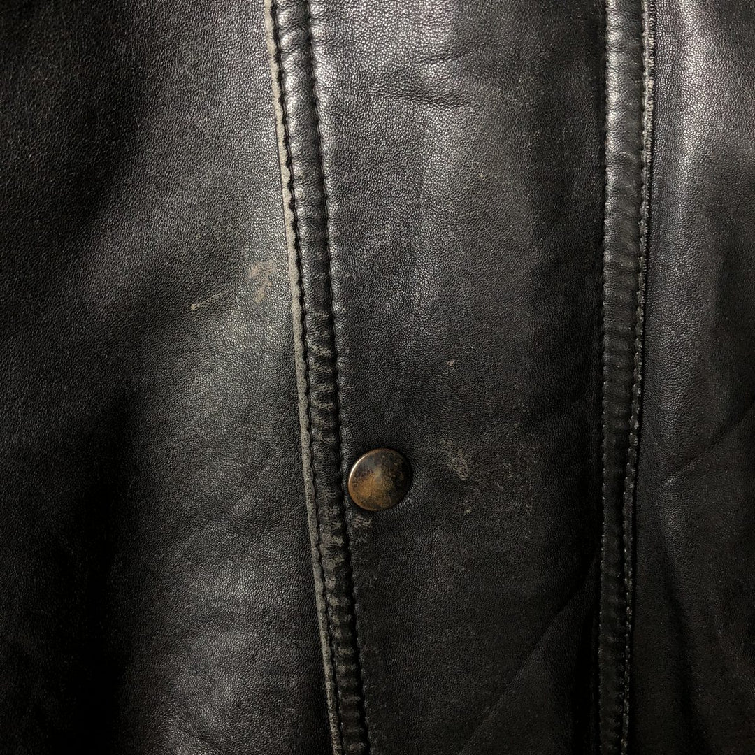 Fleur.de.peau Men's Vintage Padded Leather Jacket, Size L genuine leather black type Vintage Second Hand