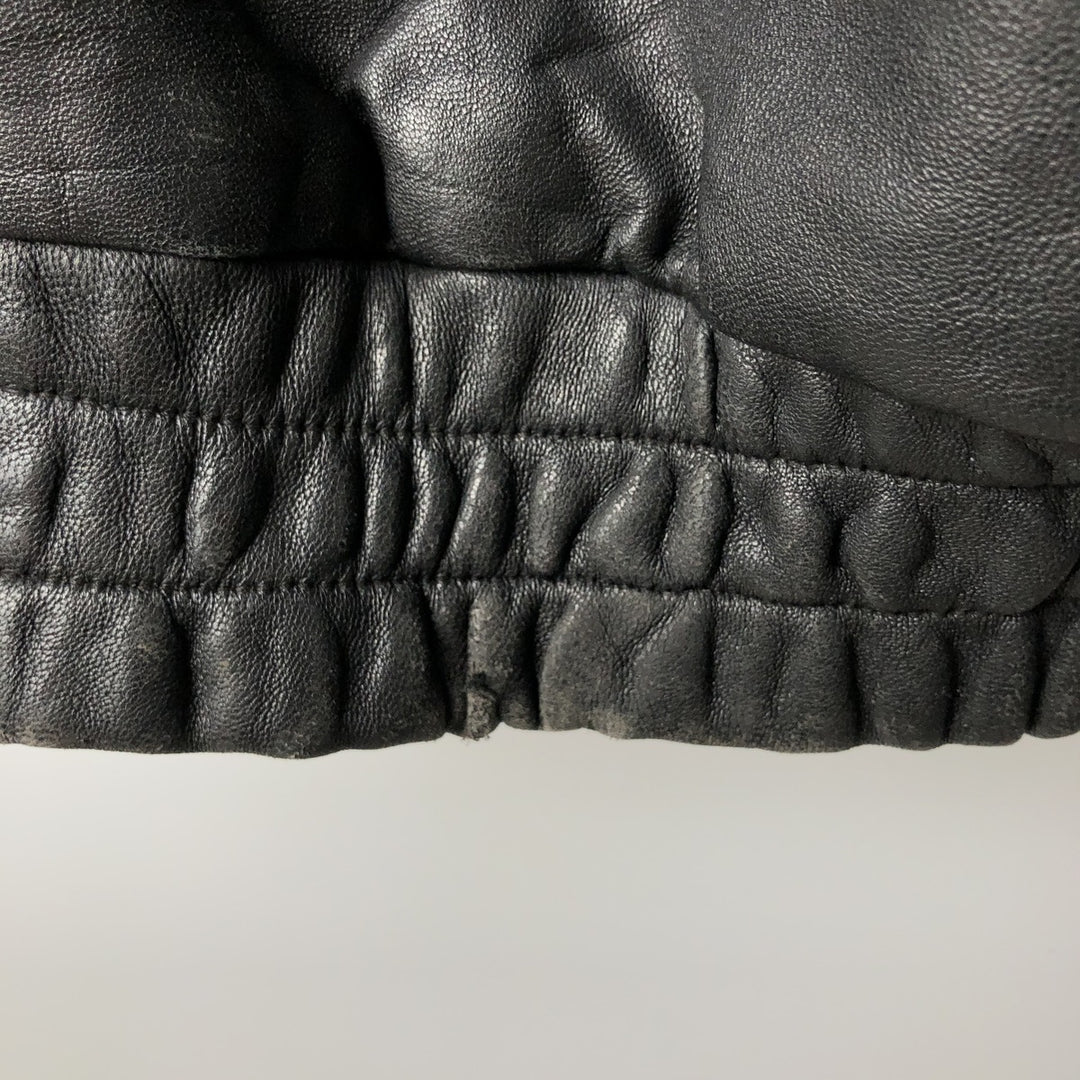 Fleur.de.peau Men's Vintage Padded Leather Jacket, Size L genuine leather black type Vintage Second Hand