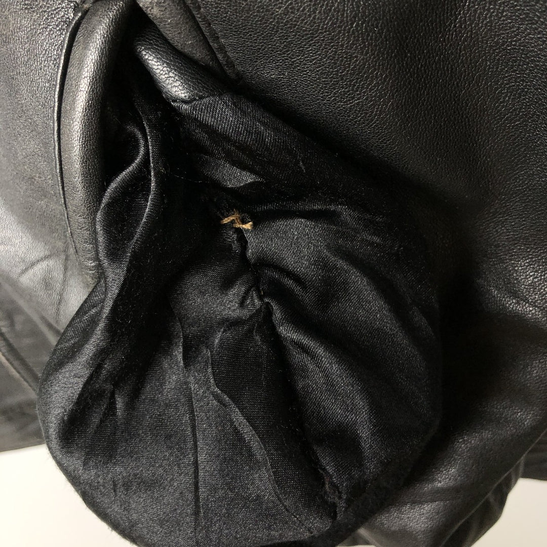 Fleur.de.peau Men's Vintage Padded Leather Jacket, Size L genuine leather black type Vintage Second Hand