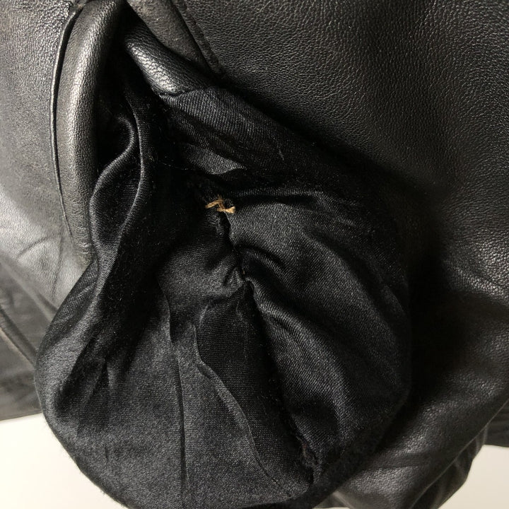Fleur.de.peau Men's Vintage Padded Leather Jacket, Size L genuine leather black type Vintage Second Hand