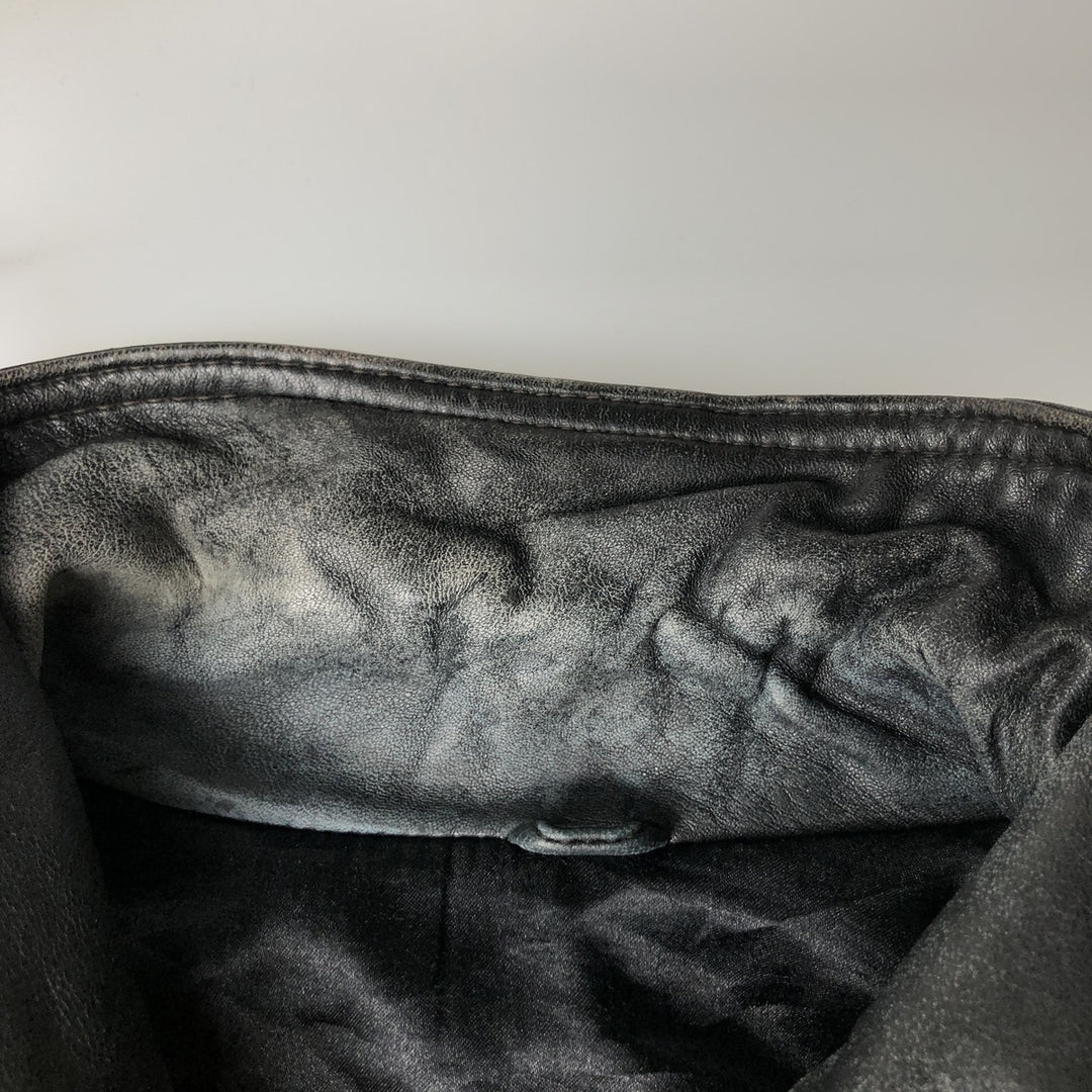 Fleur.de.peau Men's Vintage Padded Leather Jacket, Size L genuine leather black type Vintage Second Hand