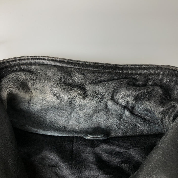 Fleur.de.peau Men's Vintage Padded Leather Jacket, Size L genuine leather black type Vintage Second Hand