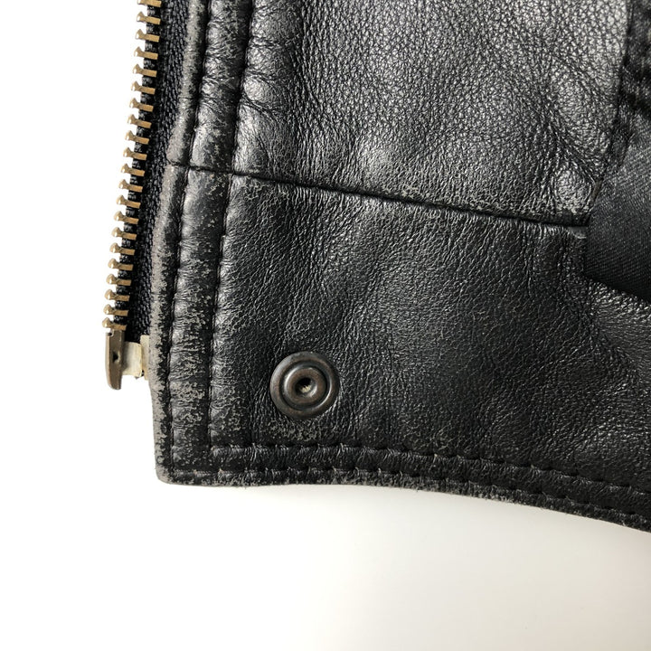 Fleur.de.peau Men's Vintage Padded Leather Jacket, Size L genuine leather black type Vintage Second Hand