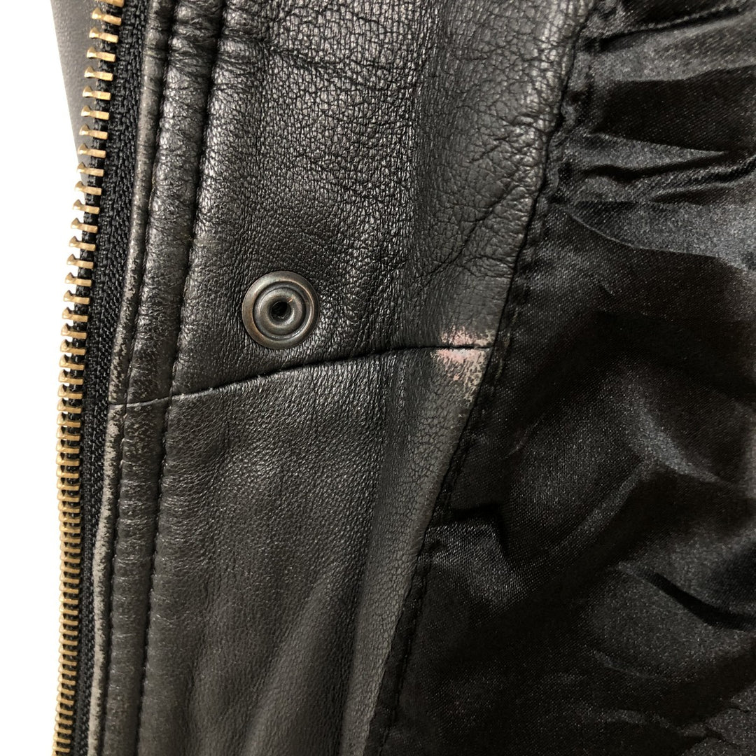 Fleur.de.peau Men's Vintage Padded Leather Jacket, Size L genuine leather black type Vintage Second Hand