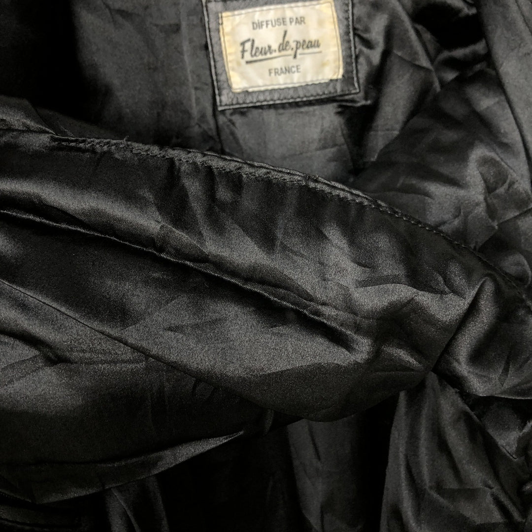 Fleur.de.peau Men's Vintage Padded Leather Jacket, Size L genuine leather black type Vintage Second Hand