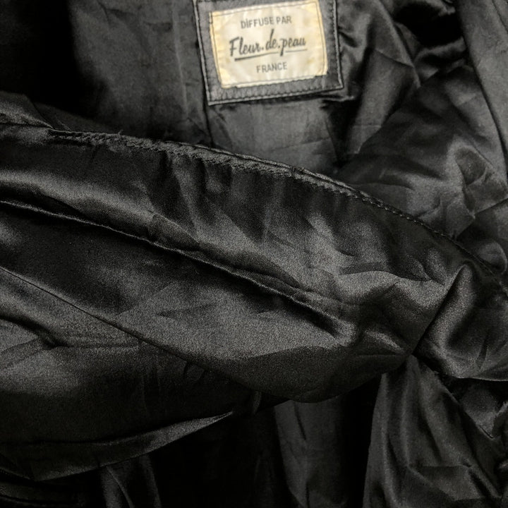 Fleur.de.peau Men's Vintage Padded Leather Jacket, Size L genuine leather black type Vintage Second Hand