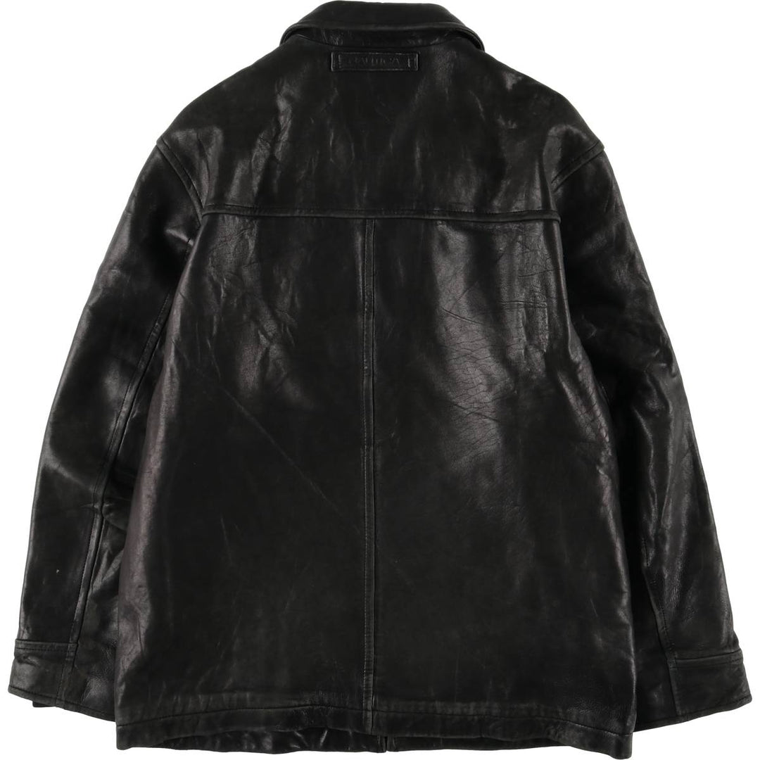 NAUTICA Swing Top Padded Leather Blouson, Men's Size L genuine leather black type Vintage Second Hand