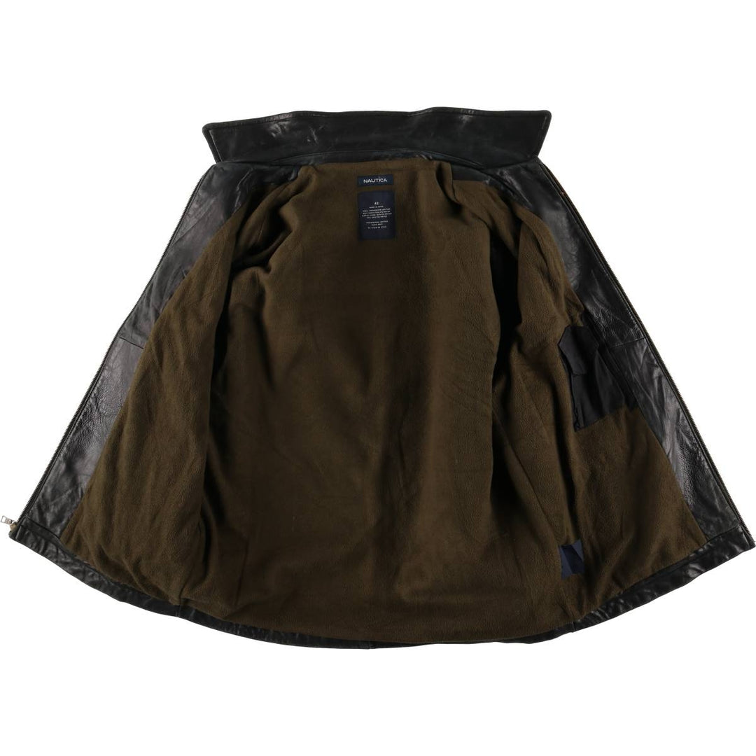 NAUTICA Swing Top Padded Leather Blouson, Men's Size L genuine leather black type Vintage Second Hand