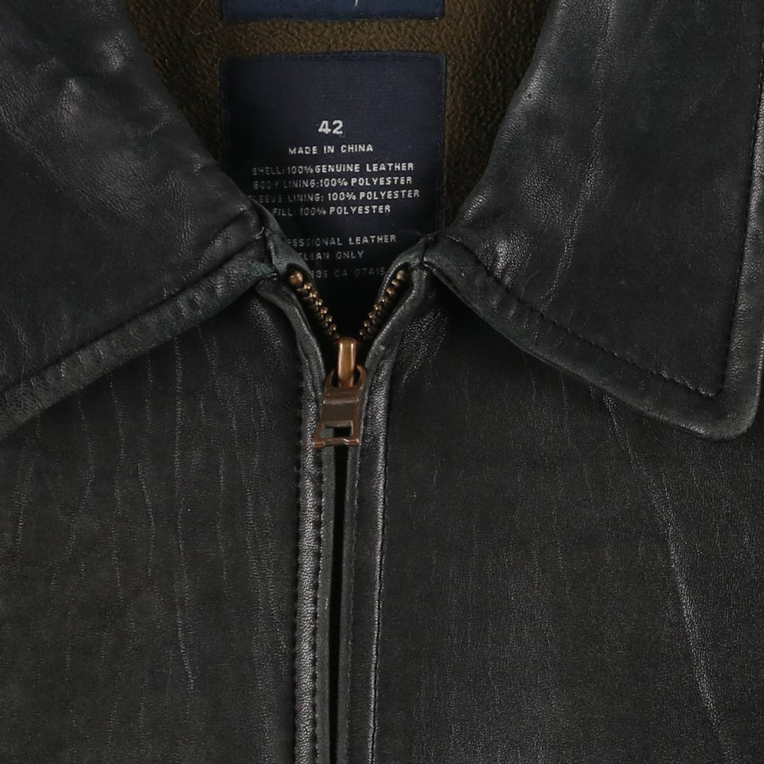 NAUTICA Swing Top Padded Leather Blouson, Men's Size L genuine leather black type Vintage Second Hand