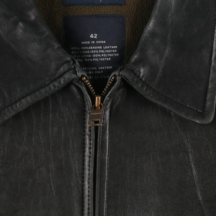 NAUTICA Swing Top Padded Leather Blouson, Men's Size L genuine leather black type Vintage Second Hand