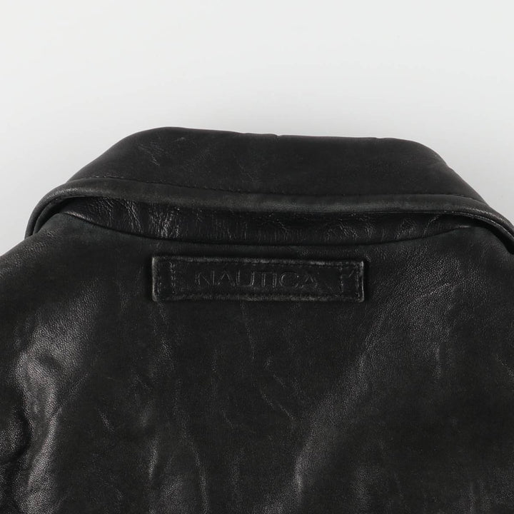 NAUTICA Swing Top Padded Leather Blouson, Men's Size L genuine leather black type Vintage Second Hand