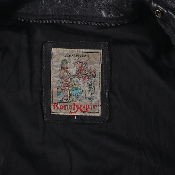 Konely Cuir A-2 Leather Flight Jacket, Men's Size L unclear black type Vintage Second Hand