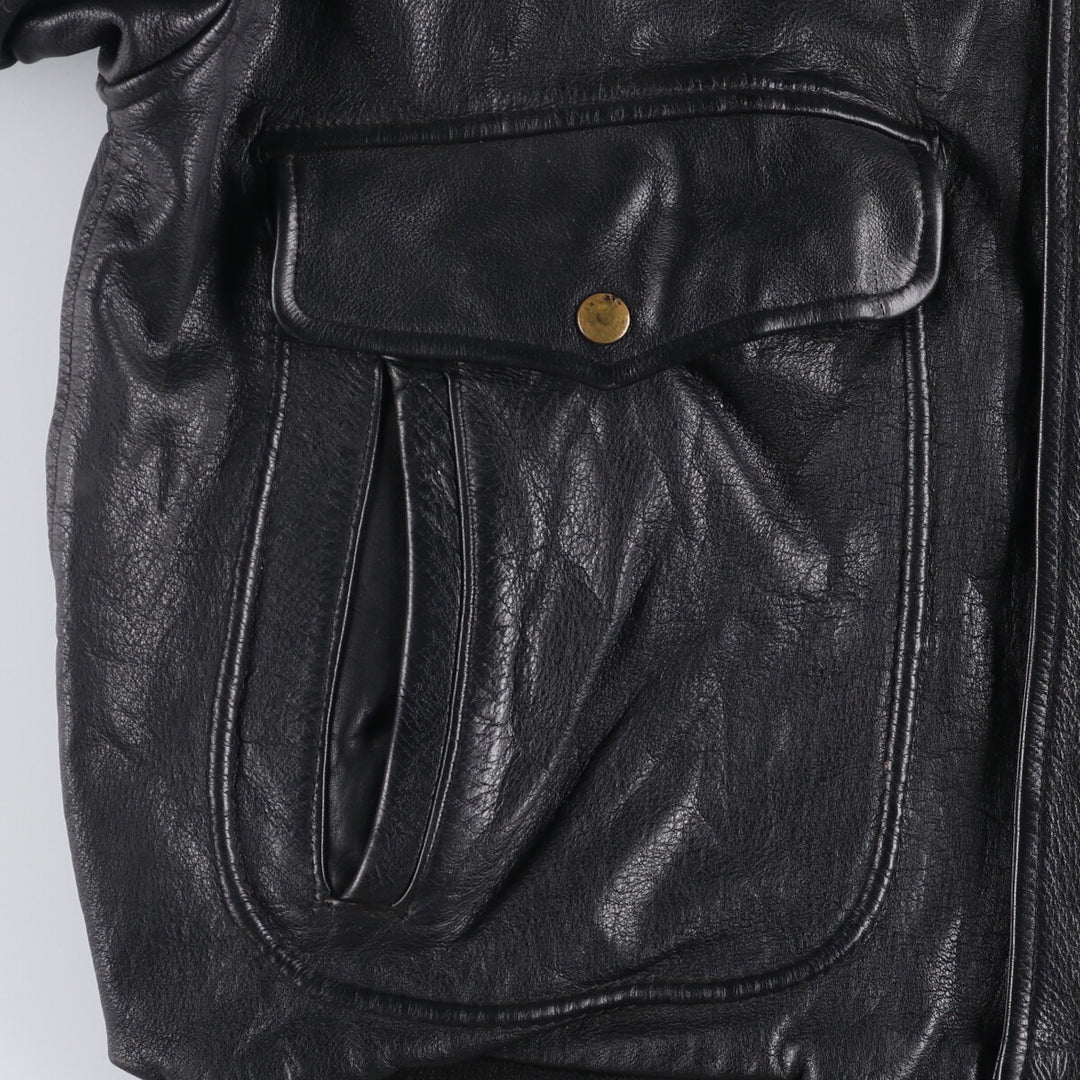 Konely Cuir A-2 Leather Flight Jacket, Men's Size L unclear black type Vintage Second Hand