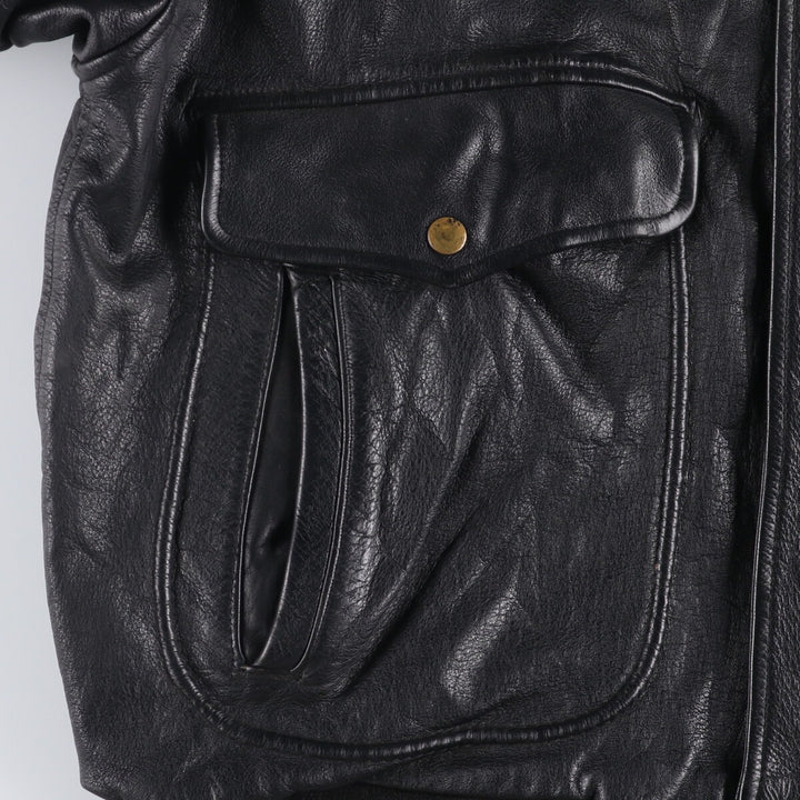 Konely Cuir A-2 Leather Flight Jacket, Men's Size L unclear black type Vintage Second Hand