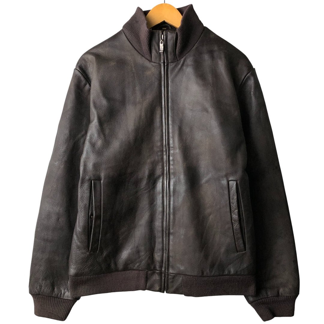 QUEBRAMAR padded leather jacket, men's size M genuine leather brown type Vintage Second Hand