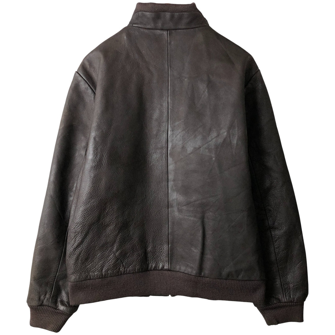 QUEBRAMAR padded leather jacket, men's size M genuine leather brown type Vintage Second Hand