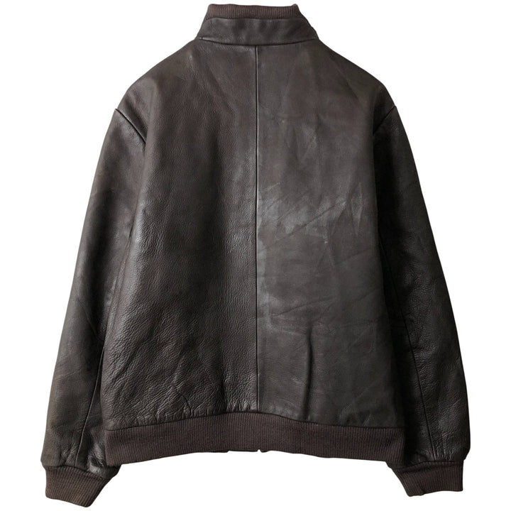 QUEBRAMAR padded leather jacket, men's size M genuine leather brown type Vintage Second Hand