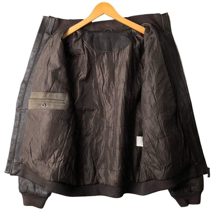 QUEBRAMAR padded leather jacket, men's size M genuine leather brown type Vintage Second Hand