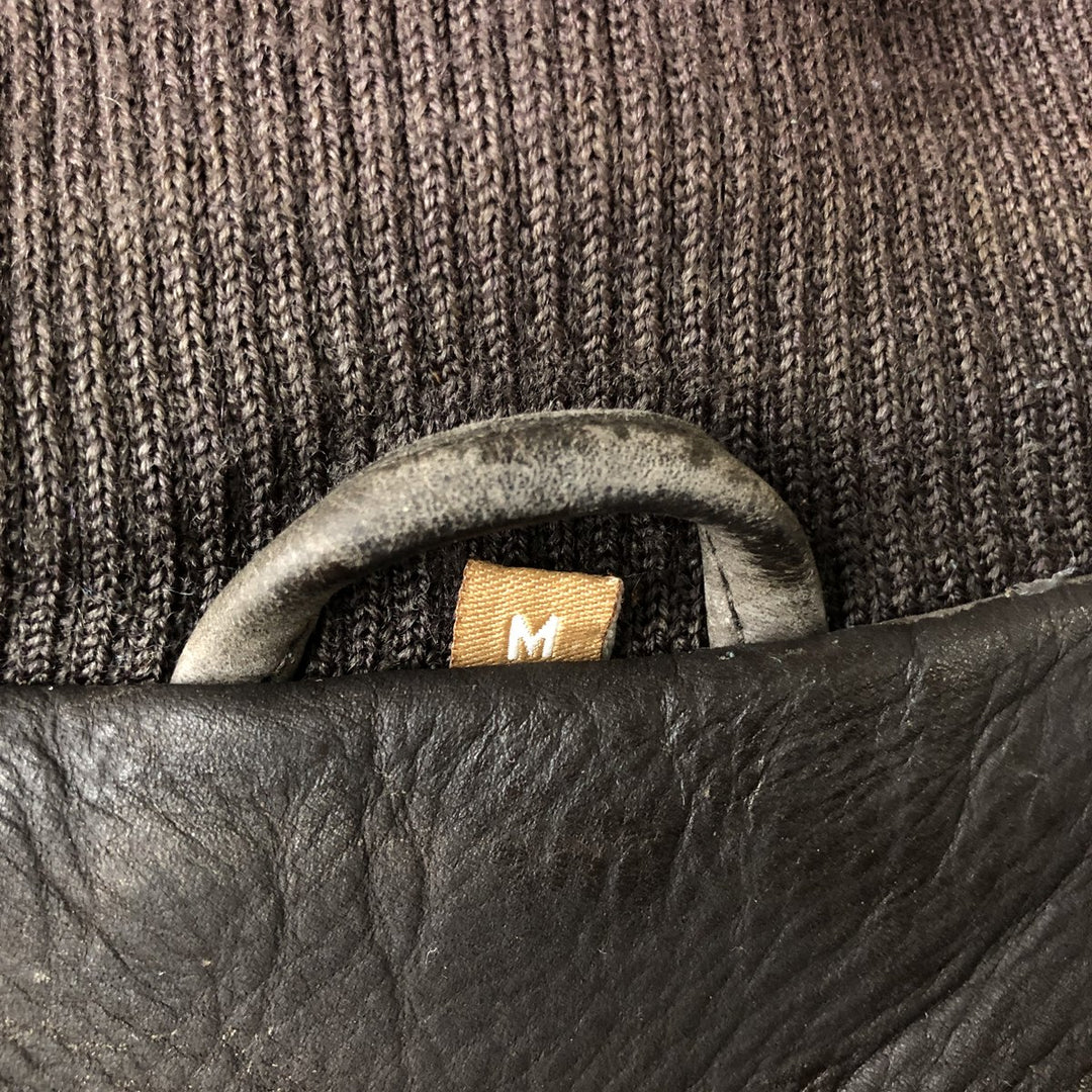 QUEBRAMAR padded leather jacket, men's size M genuine leather brown type Vintage Second Hand