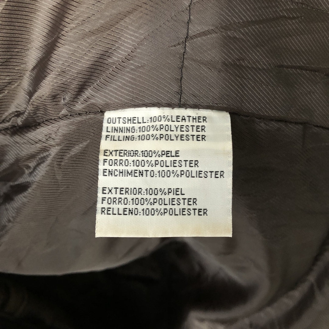 QUEBRAMAR padded leather jacket, men's size M genuine leather brown type Vintage Second Hand