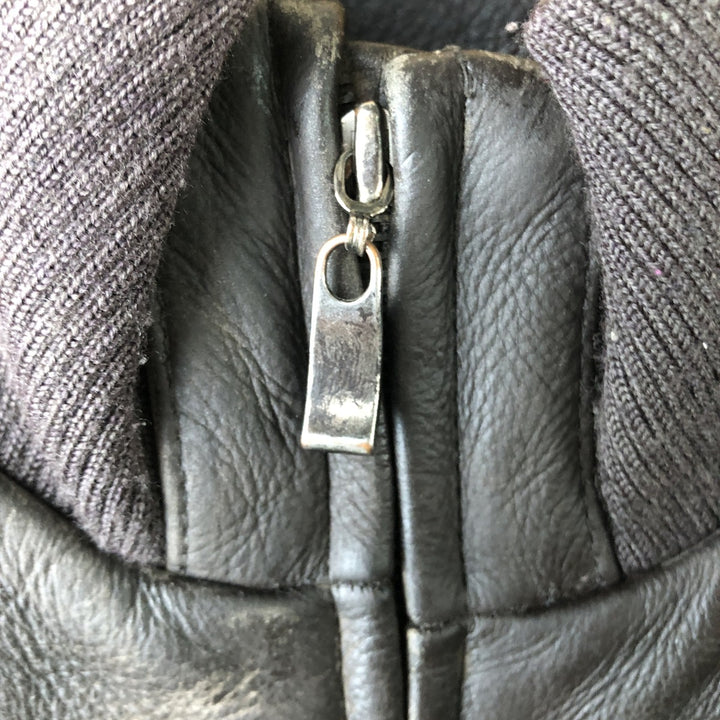 QUEBRAMAR padded leather jacket, men's size M genuine leather brown type Vintage Second Hand