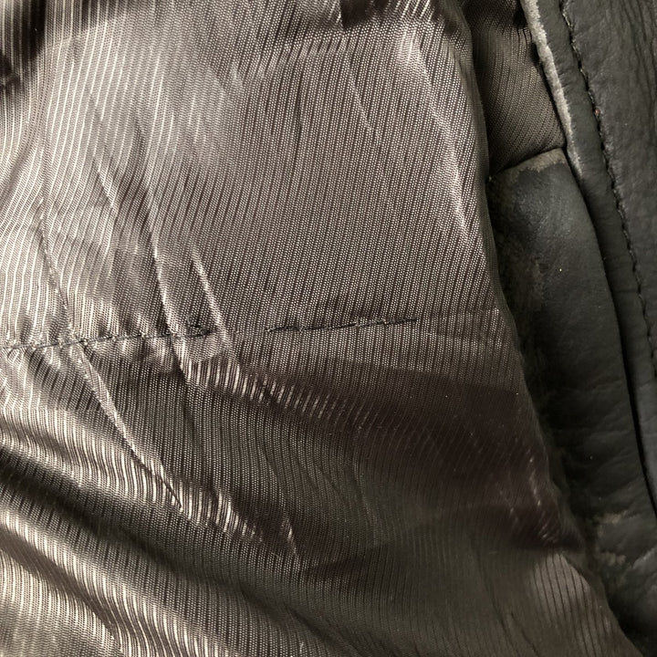 QUEBRAMAR padded leather jacket, men's size M genuine leather brown type Vintage Second Hand