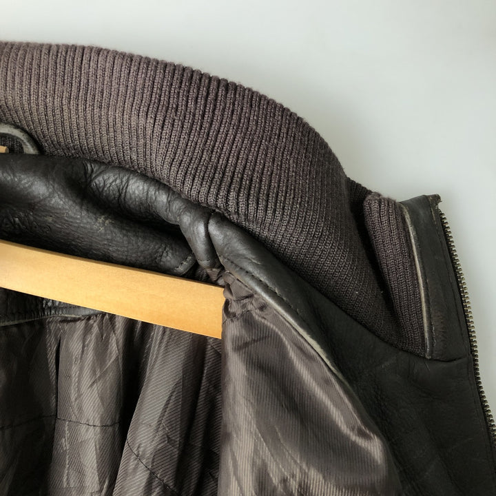 QUEBRAMAR padded leather jacket, men's size M genuine leather brown type Vintage Second Hand