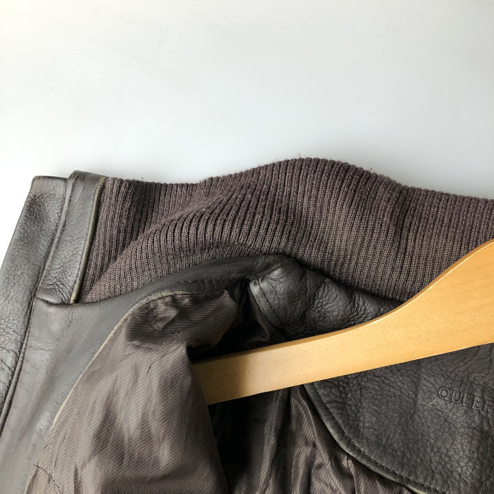 QUEBRAMAR padded leather jacket, men's size M genuine leather brown type Vintage Second Hand