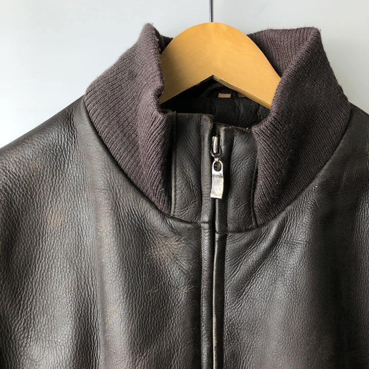 QUEBRAMAR padded leather jacket, men's size M genuine leather brown type Vintage Second Hand