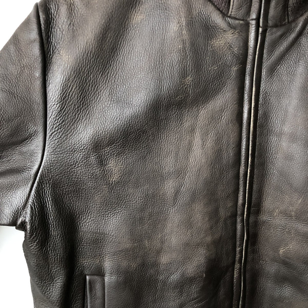 QUEBRAMAR padded leather jacket, men's size M genuine leather brown type Vintage Second Hand